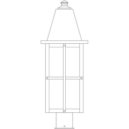 Arroyo Craftsman 8" Hartford Long Body Post Mount, Rustic Brown, Rain Mist Glass HP-8LRM-RB